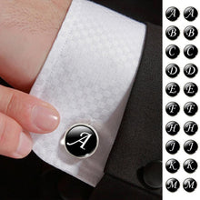 Load image into Gallery viewer, A-Z de mode pour hommes boutons de manchette Alphabet unique couleur argent bouton de manchette lettre pour homme Gentleman chemise boutons de manchette de mariage cadeaux
