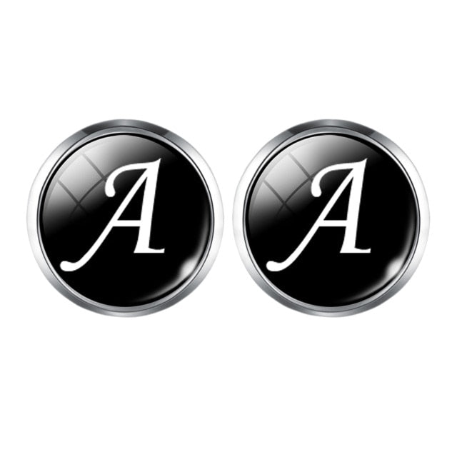 A-Z de mode pour hommes boutons de manchette Alphabet unique couleur argent bouton de manchette lettre pour homme Gentleman chemise boutons de manchette de mariage cadeaux