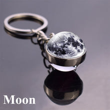 Load image into Gallery viewer, Solar System Planet Keyring Galaxy Nebula Space Keychain Moon Earth Sun Mars Art Picture Double Side Glass Ball Key Chain
