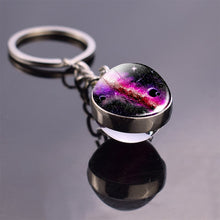 Load image into Gallery viewer, Solar System Planet Keyring Galaxy Nebula Space Keychain Moon Earth Sun Mars Art Picture Double Side Glass Ball Key Chain
