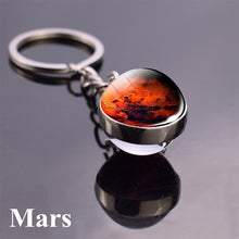 Load image into Gallery viewer, Solar System Planet Keyring Galaxy Nebula Space Keychain Moon Earth Sun Mars Art Picture Double Side Glass Ball Key Chain
