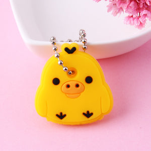 Cute Cartoon Keychain Silicone Stitch Protective Key Case Cover for Key Control Dust Cap Holder Gift Women Key Chain