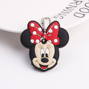 Cute Cartoon Keychain Silicone Stitch Protective Key Case Cover for Key Control Dust Cap Holder Gift Women Key Chain