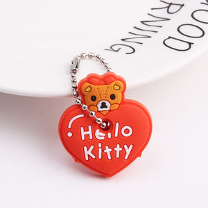 Cute Cartoon Keychain Silicone Stitch Protective Key Case Cover for Key Control Dust Cap Holder Gift Women Key Chain